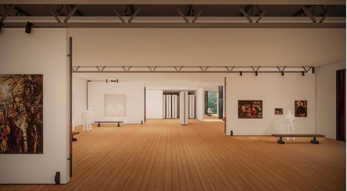 SUMA inside wide shot rendering with paintings